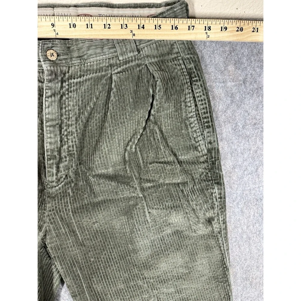 Tommy Bahama Relax Corduroy Pants Mens 34 Olive Green Pleated 34x32